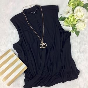 Sleeveless Black V Neck Top Womens Plus Size 26 3X